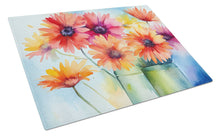 Load image into Gallery viewer, Gerbera Daisies in Watercolor Glass Cutting Boards – Durable, Decorative Kitchen Art Large