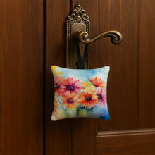Load image into Gallery viewer, Gerbera Daisies in Watercolor Hanging Square Fabric Ornament 3.5 × 3.5