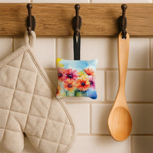 Load image into Gallery viewer, Gerbera Daisies in Watercolor Hanging Square Fabric Ornament 3.5 × 3.5