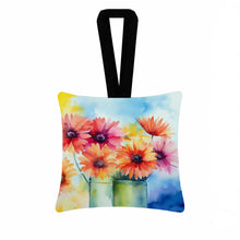 Load image into Gallery viewer, Gerbera Daisies in Watercolor Hanging Square Fabric Ornament 3.5 × 3.5