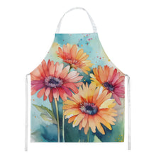 Load image into Gallery viewer, Gerbera Daisies in Watercolor Apron – Artist-Designed Kitchen, BBQ &amp; Craft Apron