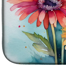 Load image into Gallery viewer, Gerbera Daisies in Watercolor Dish Drying Mat