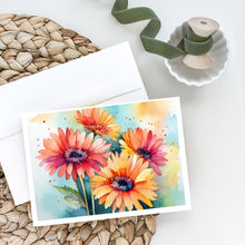 Load image into Gallery viewer, Gerbera Daisies in Watercolor Greeting Cards -  Blank Note Cards – 8-Pack of Artist-Designed Cards with Envelopes