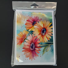 Load image into Gallery viewer, Gerbera Daisies in Watercolor Greeting Cards -  Blank Note Cards – 8-Pack of Artist-Designed Cards with Envelopes