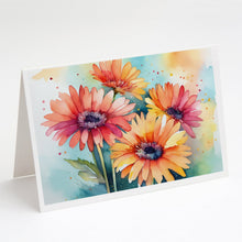 Load image into Gallery viewer, Gerbera Daisies in Watercolor Greeting Cards -  Blank Note Cards – 8-Pack of Artist-Designed Cards with Envelopes
