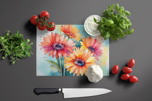 Load image into Gallery viewer, Gerbera Daisies in Watercolor Glass Cutting Boards – Durable, Decorative Kitchen Art Large