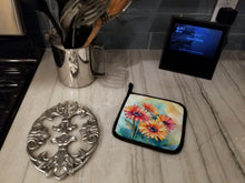 Load image into Gallery viewer, Gerbera Daisies in Watercolor Pot Holders - Set of 2 Decorative Kitchen Helpers | Made in the USA