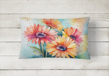 Load image into Gallery viewer, Gerbera Daisies in Watercolor Fabric Decorative Pillow