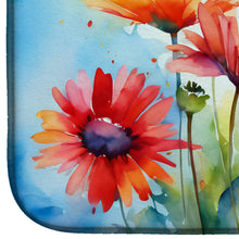 Load image into Gallery viewer, Gerbera Daisies in Watercolor Dish Drying Mat