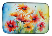 Load image into Gallery viewer, Gerbera Daisies in Watercolor Dish Drying Mat