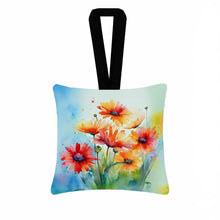 Load image into Gallery viewer, Gerbera Daisies in Watercolor Hanging Square Fabric Ornament 3.5 × 3.5
