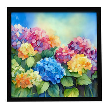 Load image into Gallery viewer, Hydrangeas in Watercolor Framed Metal Print