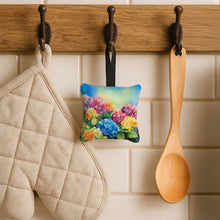 Load image into Gallery viewer, Hydrangeas in Watercolor Hanging Square Fabric Ornament 3.5 × 3.5