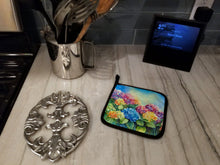 Load image into Gallery viewer, Hydrangeas in Watercolor Pot Holders - Set of 2 Decorative Kitchen Helpers | Made in the USA