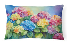 Load image into Gallery viewer, Hydrangeas in Watercolor Fabric Decorative Pillow