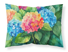 Load image into Gallery viewer, Hydrangeas in Watercolor Fabric Standard Pillowcase – Artistic Decorative Front, White Back