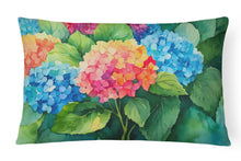 Load image into Gallery viewer, Hydrangeas in Watercolor Fabric Decorative Pillow