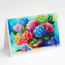 Load image into Gallery viewer, Hydrangeas in Watercolor Greeting Cards -  Blank Note Cards – 8-Pack of Artist-Designed Cards with Envelopes