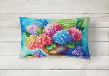 Load image into Gallery viewer, Hydrangeas in Watercolor Fabric Decorative Pillow