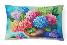 Load image into Gallery viewer, Hydrangeas in Watercolor Fabric Decorative Pillow
