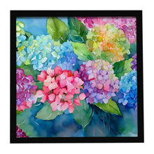 Load image into Gallery viewer, Hydrangeas in Watercolor Framed Metal Print
