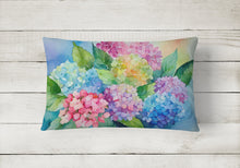 Load image into Gallery viewer, Hydrangeas in Watercolor Fabric Decorative Pillow