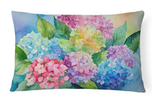 Load image into Gallery viewer, Hydrangeas in Watercolor Fabric Decorative Pillow