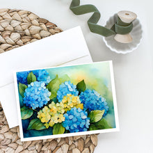 Load image into Gallery viewer, Hydrangeas in Watercolor Greeting Cards -  Blank Note Cards – 8-Pack of Artist-Designed Cards with Envelopes