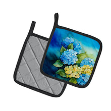 Load image into Gallery viewer, Hydrangeas in Watercolor Pot Holders - Set of 2 Decorative Kitchen Helpers | Made in the USA