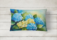 Load image into Gallery viewer, Hydrangeas in Watercolor Fabric Decorative Pillow