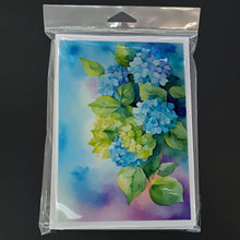 Load image into Gallery viewer, Hydrangeas in Watercolor Greeting Cards -  Blank Note Cards – 8-Pack of Artist-Designed Cards with Envelopes