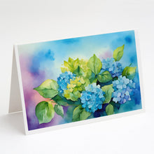Load image into Gallery viewer, Hydrangeas in Watercolor Greeting Cards -  Blank Note Cards – 8-Pack of Artist-Designed Cards with Envelopes