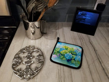Load image into Gallery viewer, Hydrangeas in Watercolor Pot Holders - Set of 2 Decorative Kitchen Helpers | Made in the USA