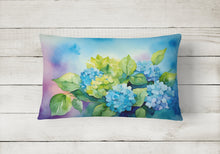 Load image into Gallery viewer, Hydrangeas in Watercolor Fabric Decorative Pillow