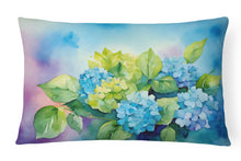 Load image into Gallery viewer, Hydrangeas in Watercolor Fabric Decorative Pillow