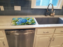 Load image into Gallery viewer, Hydrangeas in Watercolor Dish Drying Mat