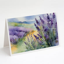 Load image into Gallery viewer, Lavender in Watercolor Greeting Cards -  Blank Note Cards – 8-Pack of Artist-Designed Cards with Envelopes