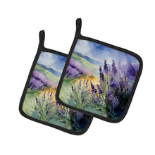 Load image into Gallery viewer, Lavender in Watercolor Pot Holders - Set of 2 Decorative Kitchen Helpers | Made in the USA