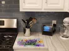 Load image into Gallery viewer, Lavender in Watercolor Glass Cutting Boards – Durable, Decorative Kitchen Art Large