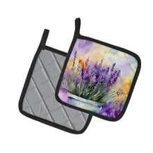 Load image into Gallery viewer, Lavender in Watercolor Pot Holders - Set of 2 Decorative Kitchen Helpers | Made in the USA