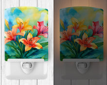 Load image into Gallery viewer, Lilies in Watercolor Ceramic Night Light