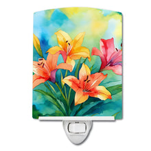 Load image into Gallery viewer, Lilies in Watercolor Ceramic Night Light