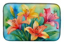 Load image into Gallery viewer, Lilies in Watercolor Dish Drying Mat