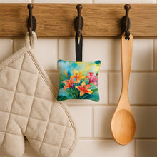 Load image into Gallery viewer, Lilies in Watercolor Hanging Square Fabric Ornament 3.5 × 3.5