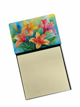Load image into Gallery viewer, Lilies in Watercolor Sticky Note Holder- Refiilable Desk Accessory Note Pad
