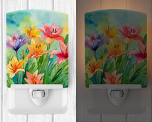 Load image into Gallery viewer, Lilies in Watercolor Ceramic Night Light