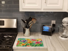 Load image into Gallery viewer, Lilies in Watercolor Glass Cutting Boards – Durable, Decorative Kitchen Art Large