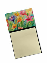 Load image into Gallery viewer, Lilies in Watercolor Sticky Note Holder- Refiilable Desk Accessory Note Pad