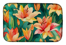 Load image into Gallery viewer, Lilies in Watercolor Dish Drying Mat