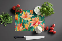 Load image into Gallery viewer, Lilies in Watercolor Glass Cutting Boards – Durable, Decorative Kitchen Art Large